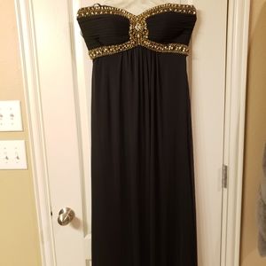 Xscape Gold Beaded Prom Dress Black 6